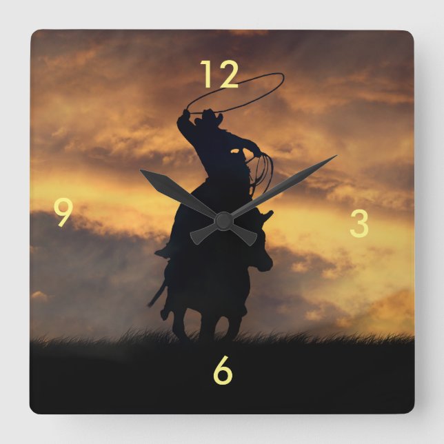 Roping Cowboy and Steer Clock (Front)