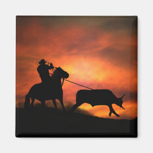 Roping Cowboy Rodeo Magnet