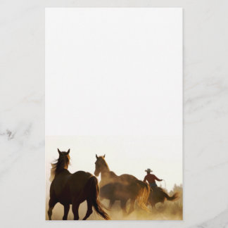 roping cowboy stationary stationery