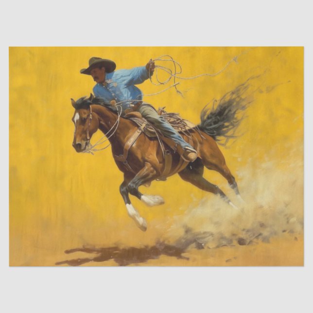 Roping Cowboy Tissue/Decoupage Paper (Front)