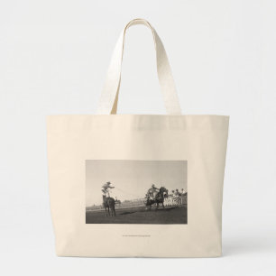 Roping horse large tote bag