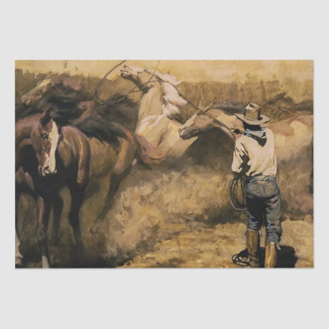 “Roping Palomino” Western Art by Maynard Dixon Tissue Paper (Front)