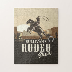 Roping Roundup Cowboy Rodeo Show Personalised Jigsaw Puzzle