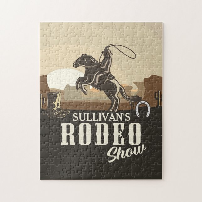 Roping Roundup Cowboy Rodeo Show Personalised Jigsaw Puzzle (Vertical)