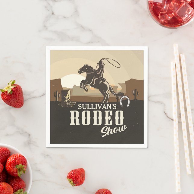 Roping Roundup Cowboy Rodeo Show Personalised Napkin (Insitu)