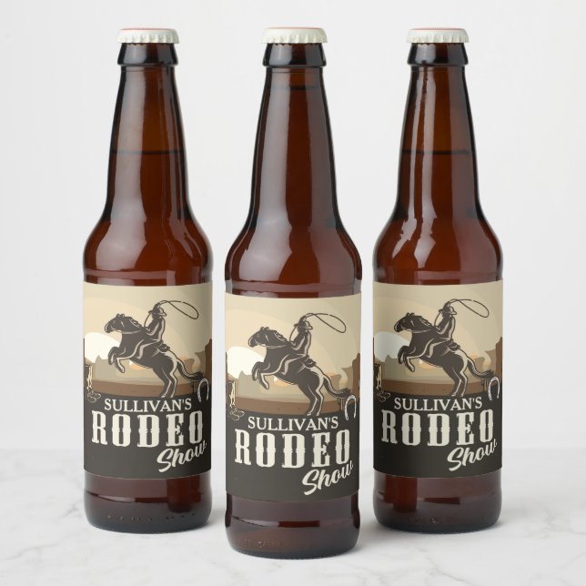 Roping Roundup Western Rodeo Show Personalised Beer Bottle Label (Bottles)