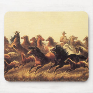 Roping Wild Horses by James Walker Mouse Pad