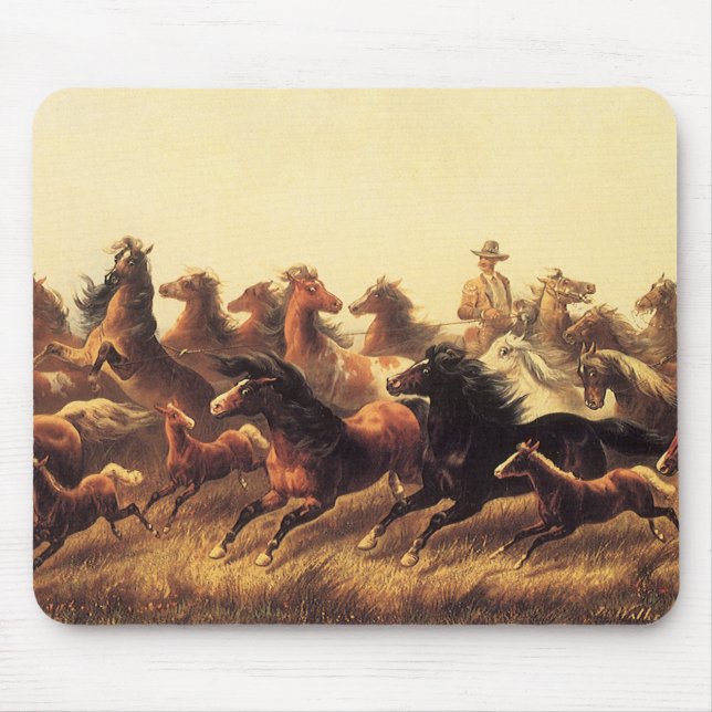 Roping Wild Horses by James Walker Mouse Pad (Front)