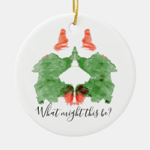 Rorschach Inkblot Santa's Elves  Ceramic Ornament