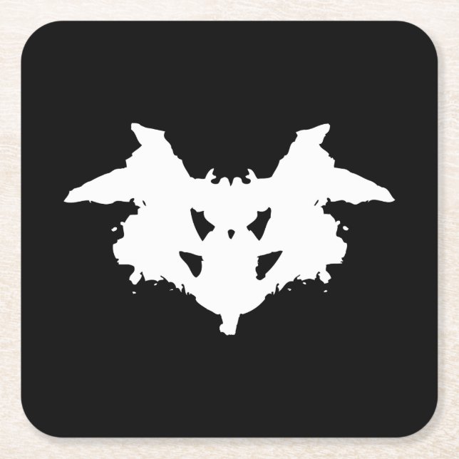 Rorschach Inkblot Square Paper Coaster (Front)