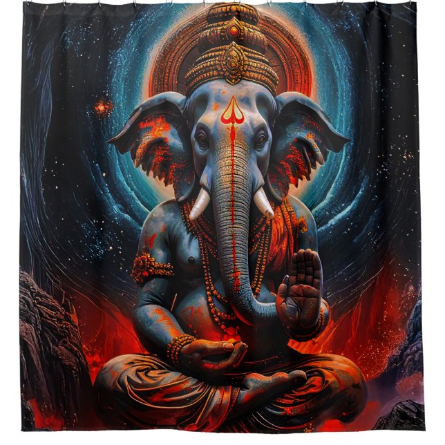 Rorschach style Buddha Elephant 001 Shower Curtain (Front)