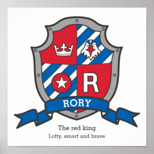 Rory boys name meaning heraldry shield poster