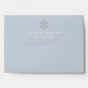 RORY Dusty Blue Silver Winter Glitter Snowflake Envelope