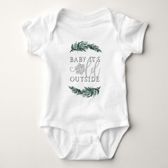 RORY Pine Snowflake Baby It's Cold Outside Bodysuit (Front)
