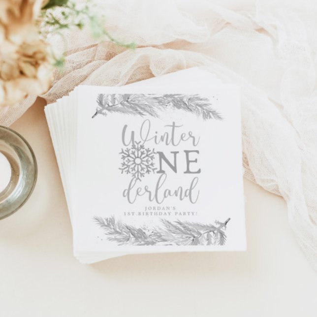 RORY Silver Winter OnderLand 1st Birthday Party Napkin (Creator Uploaded)