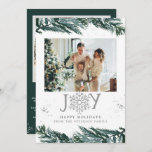 RORY Winter Pine Joy Photo Collage Christmas Card<br><div class="desc">This Joy Christmas Card features deep green winter pine with silvery splashes and a silver glitter snowflake and 4 photo slots. This modern rustic holiday card pairs perfectly with this forest green envelope: https://bit.ly/3Hdzn4x</div>