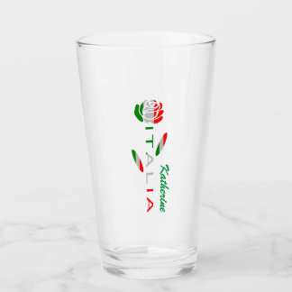 Rosa Bandiera Italiana con Italia Personalised Glass