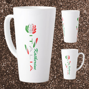 Rosa Bandiera Italiana con Italia Personalised Latte Mug