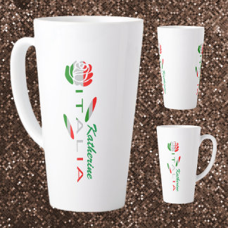 Rosa Bandiera Italiana con Italia Personalised Latte Mug