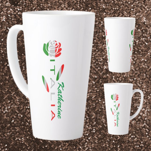 Rosa Bandiera Italiana con Italia Personalised Latte Mug (Creator Uploaded)