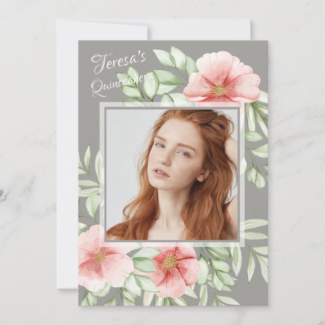Rosa Canina Photo Quinceañera Invitation (Front)