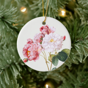 Rosa Damascena , Tree Ceramic Ornament