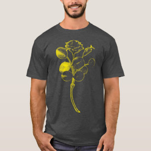 Rosa de Pelagio Black Rose Yellow Outline Image T-Shirt