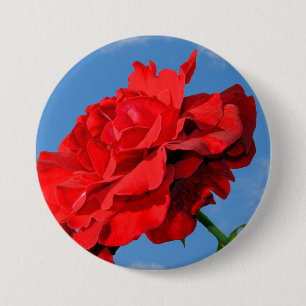 Rosa Don Juan rose with a blue sky  7.5 Cm Round Badge
