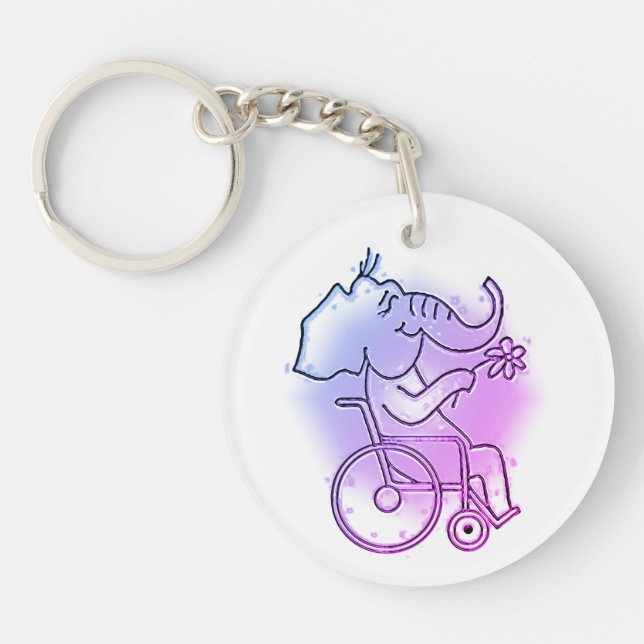Rosa Elefant in a wheelchair Key Ring (Front)