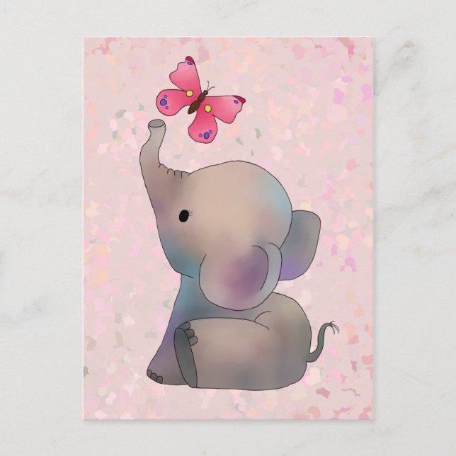 Rosa Elefant Postcard (Front)