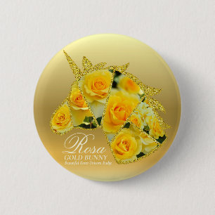 Rosa Gold Bunny 6 Cm Round Badge