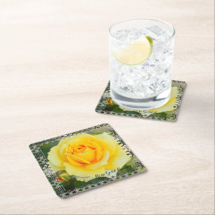 Rosa Gold Bunny [Paper Coaster] Square Paper Coaster