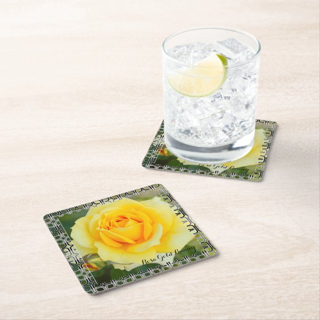 Rosa Gold Bunny [Paper Coaster] Square Paper Coaster (Insitu)