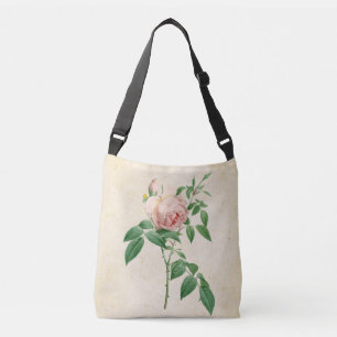 Rosa indica fragrans botanical illustration crossbody bag