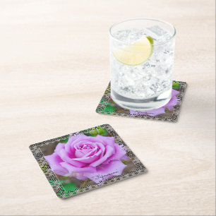 Rosa 'Museum' [Paper Coaster] Square Paper Coaster