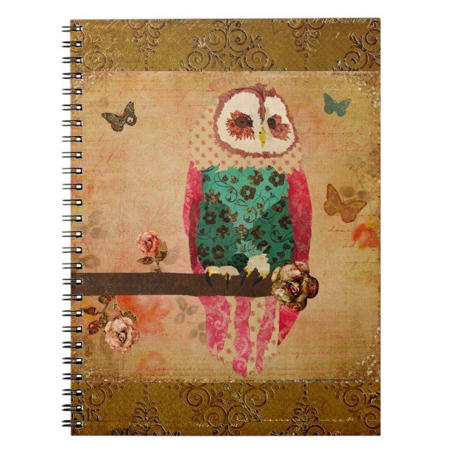 Rosa Owl Gold  Notebook (Front)
