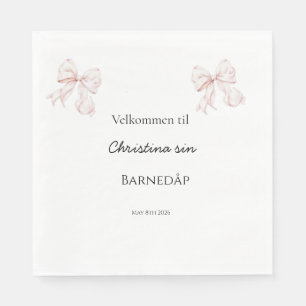 Rosa Sløyfe servietter dåp Napkin