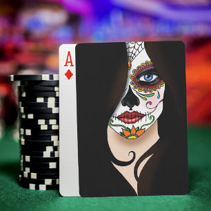 Rosa Sugar Skull Portait Playing Cards