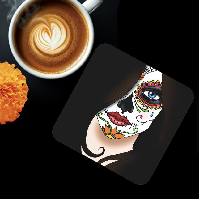 Rosa Sugar Skull Portrait Coaster (Creator Uploaded)