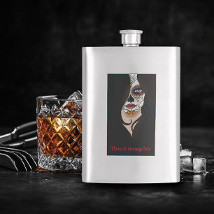 Rosa Sugar SKull Portrait Hip Flask