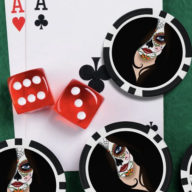 Rosa Sugar Skull Portrait Poker Chips (Creator Uploaded)