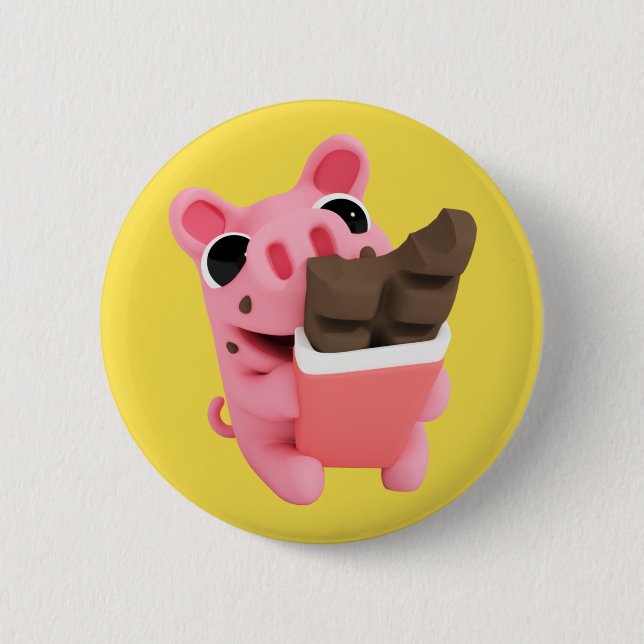 Rosa the Pig Chocolate 6 Cm Round Badge (Front)