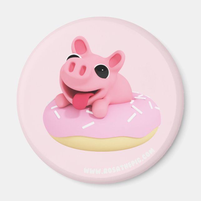 Rosa the Pig in a Donut Magnet (Front)