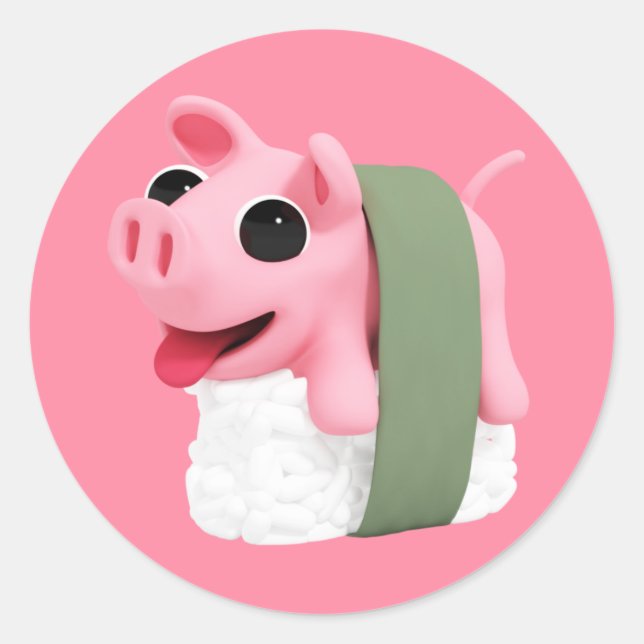 Rosa the Pig is a Sushi Classic Round Sticker (Front)