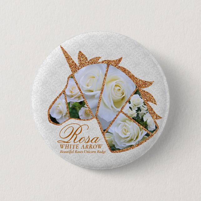 Rosa White Arrow 6 Cm Round Badge (Front)