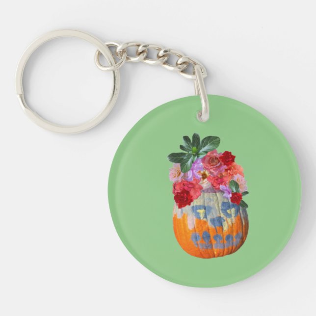 Rosabella Floral Pumpkin  Key Ring (Front)