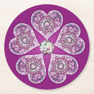 Rosace blue or red for baby&child round paper coaster