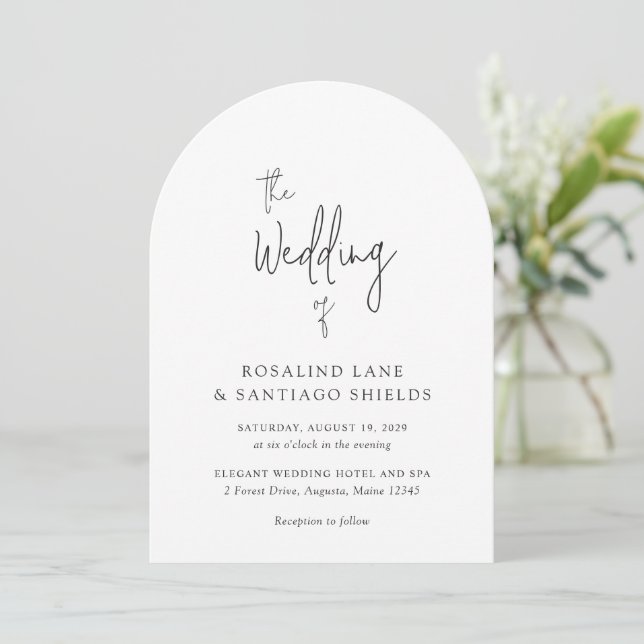 Rosalind Modern Typography Elegant Wedding Invitation (Standing Front)