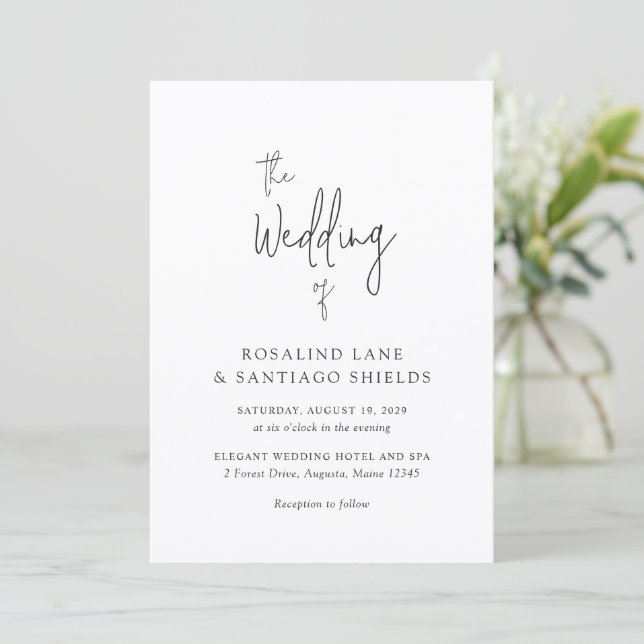 Rosalind Modern Typography Elegant Wedding Invitation (Standing Front)