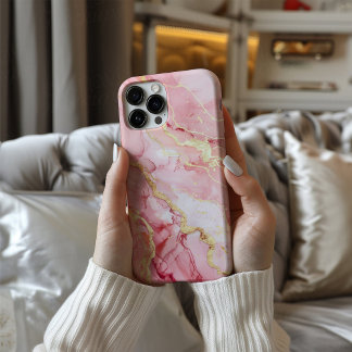 Rosaline Royale Luxury Blush Pink Marble Gold iPhone 16 Case
